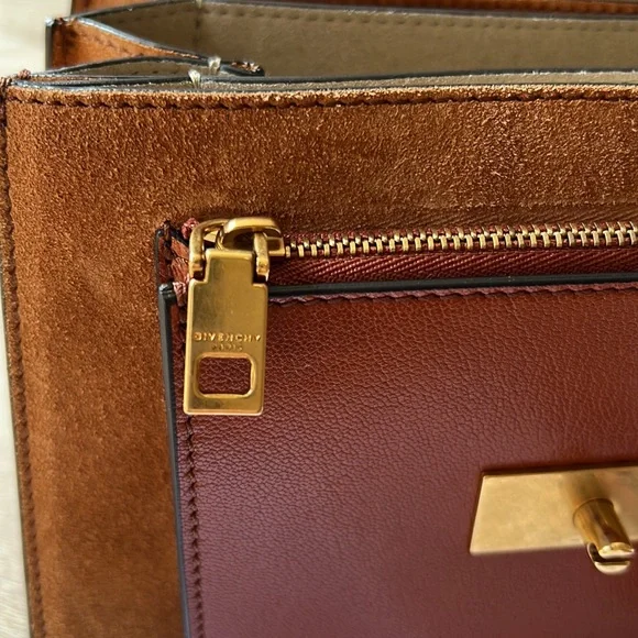 Givenchy Small GV3 Leather & Suede Crossbody Bag Chestnut - Picture 13 of 15